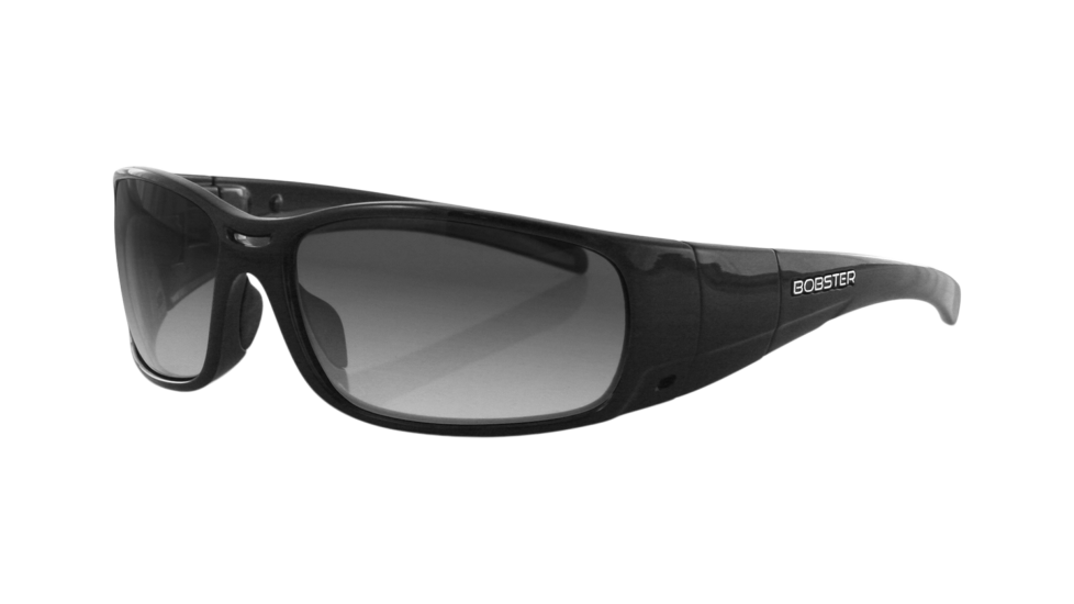 Bobster Gunner Black sunglasses with photochromic and clear lenses (quarter view)