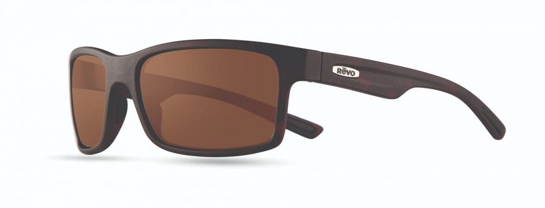 Revo Crawler XL Matte Tortoise sunglasses with terra lenses (quarter view)