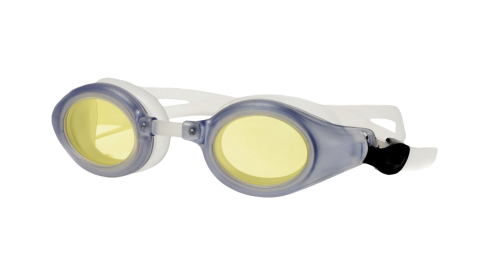 Rec Specs Shark Swim Goggle Light Grey with yellow lenses (quarter view)