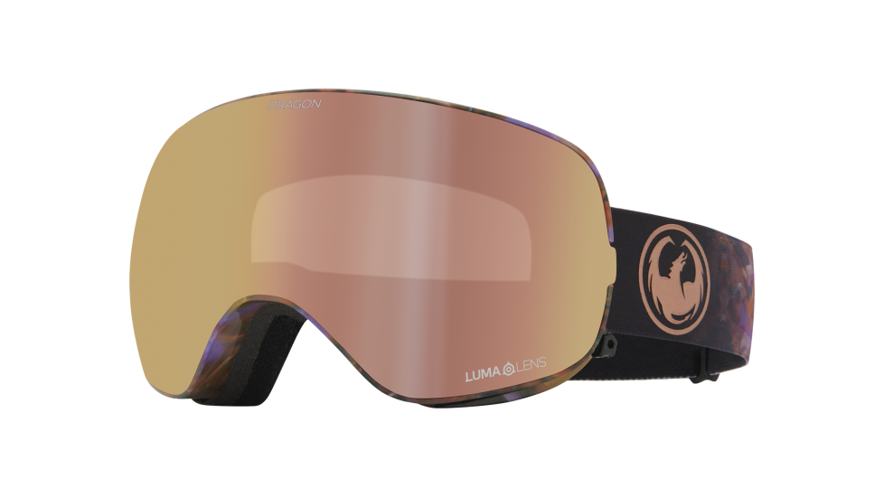 Dragon X2S Snow Goggle Amethyst with lumalens rose gold ion + lumalens violet lenses (quarter view)